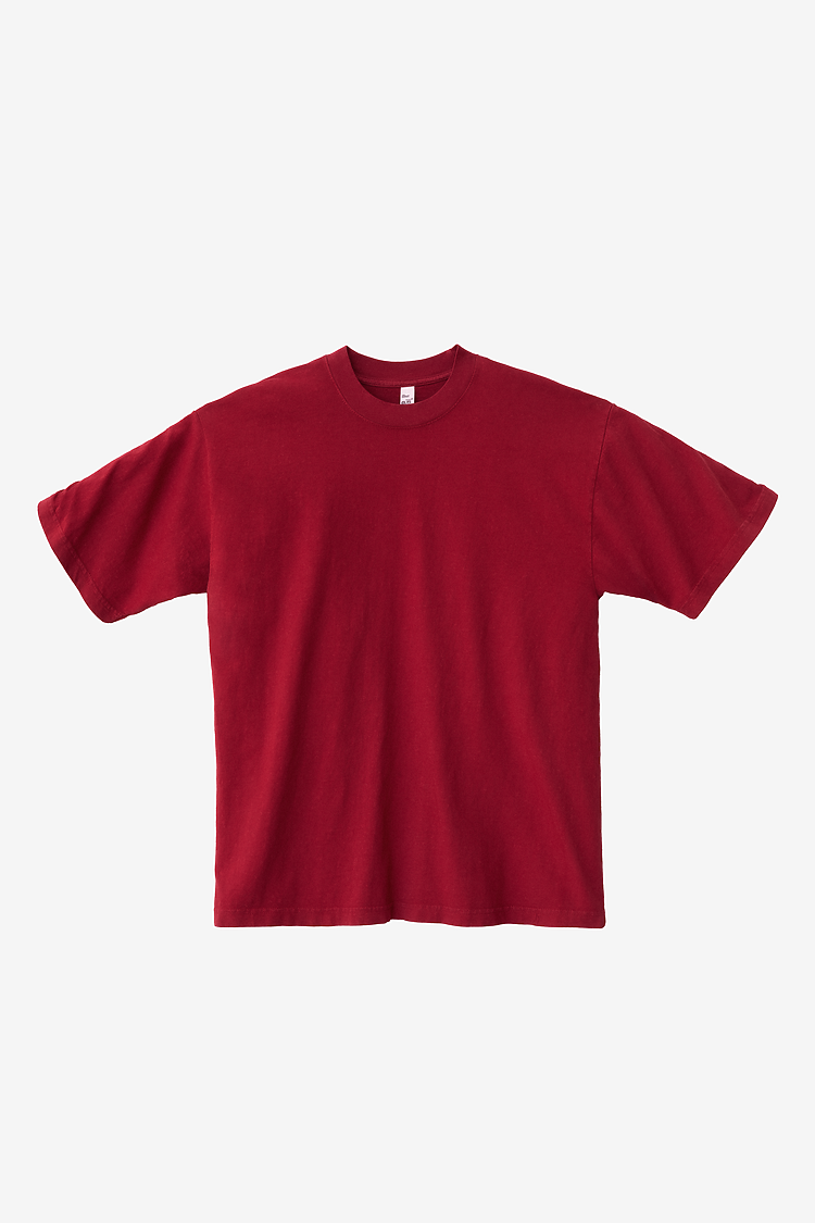 S/S GRMNT DYE CREW NECK CASE DARK RED