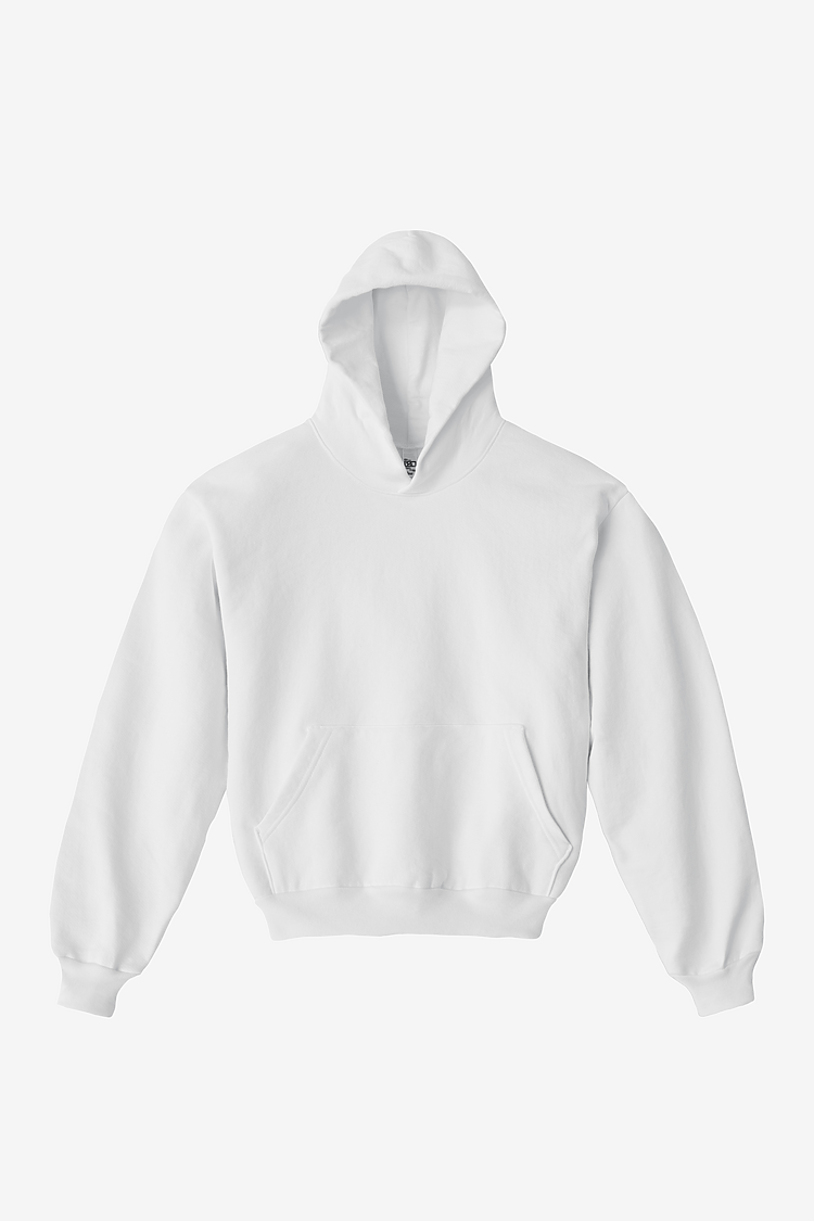 L/S HEAVY FLEECE HOOD PO 14 OZ White