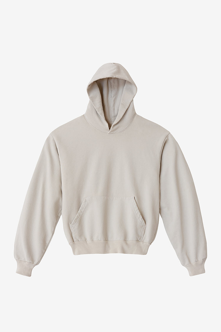 L/S Heavy Fleece Hood PO 14 oz CEMENT