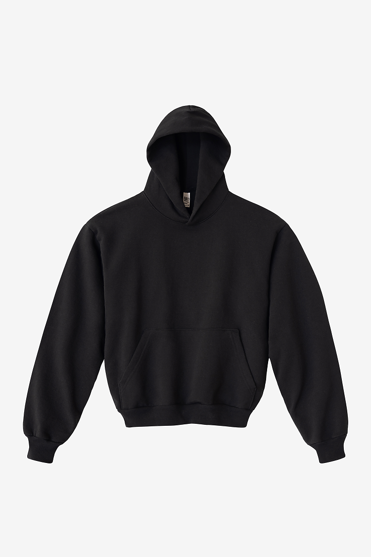 L/S Heavy Fleece Hood PO 14 oz OFF BLACK