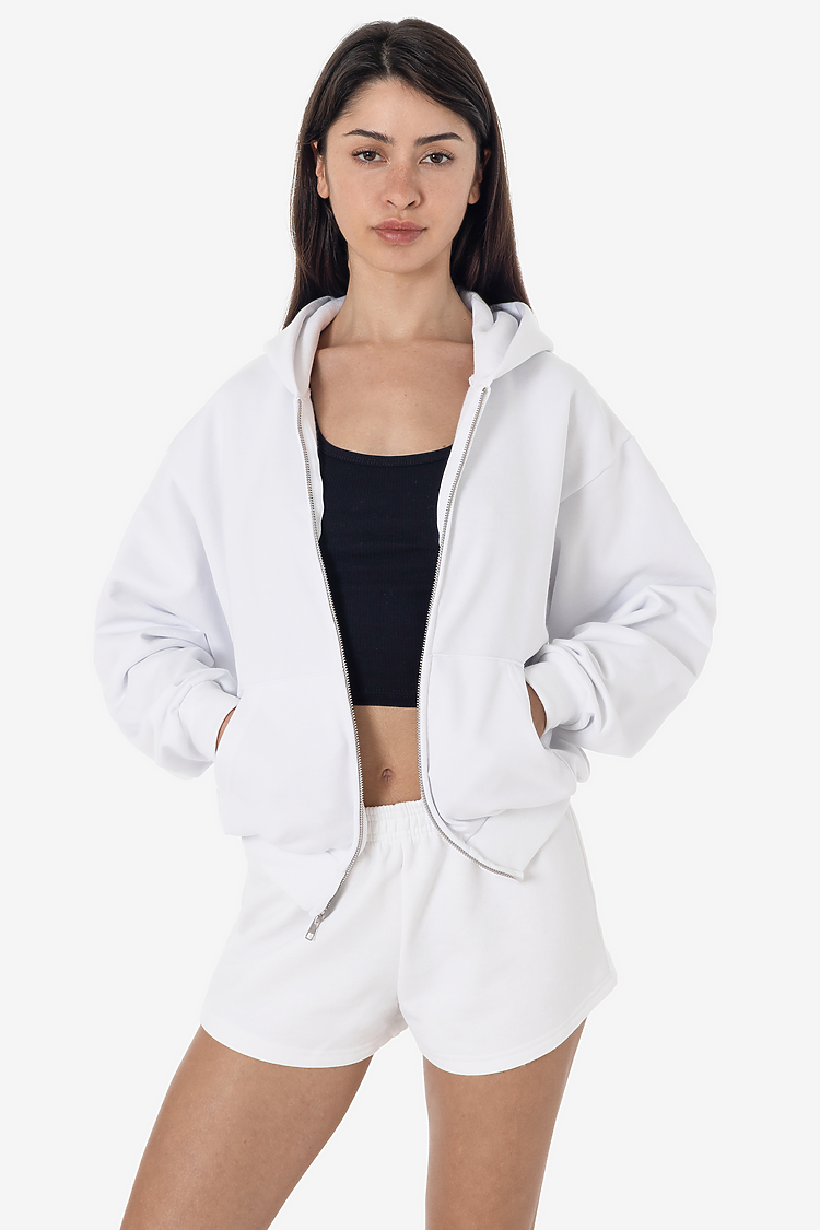 MIDWEIGHT FLEECE CROP HOODIE WHITE