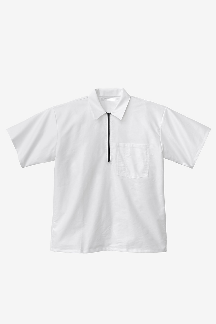 Oxford Zip Up Work Shirt White