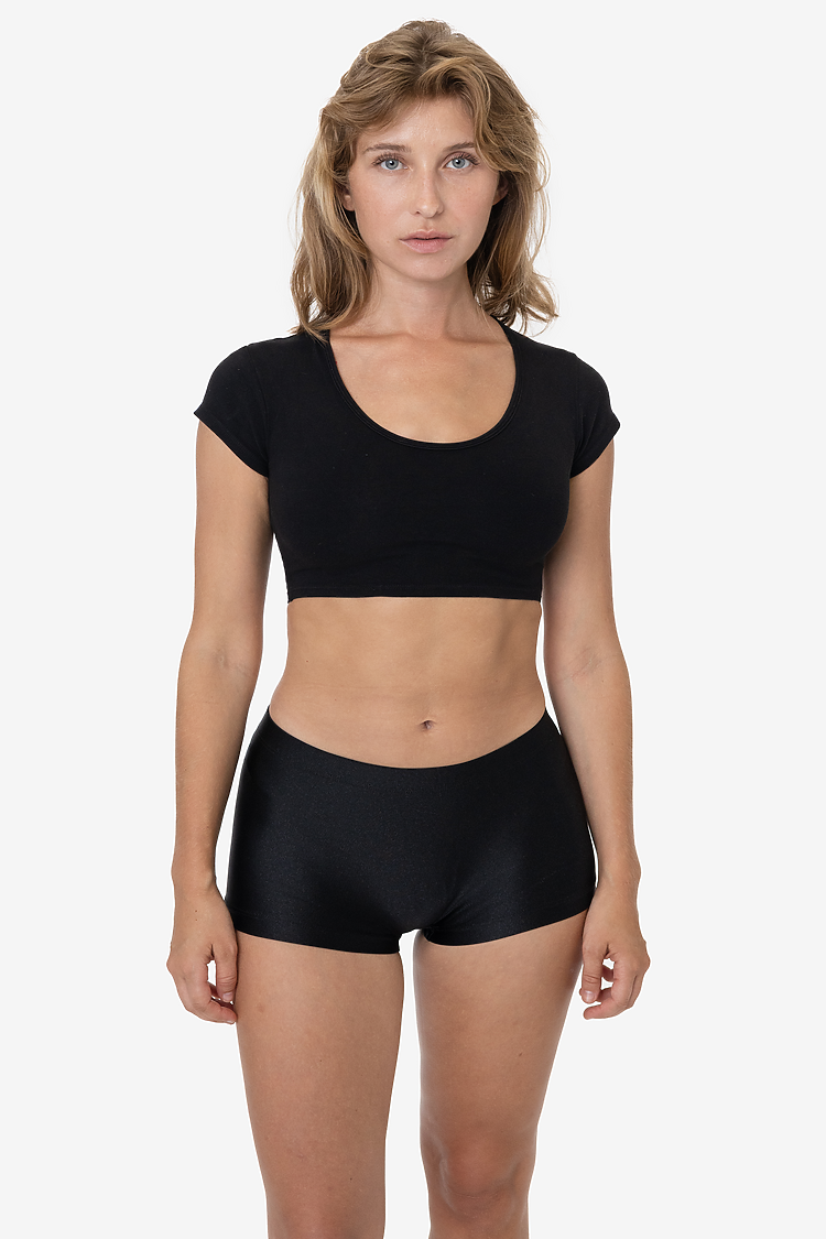 Nylon Tricot Shiny Mini Shorts Black