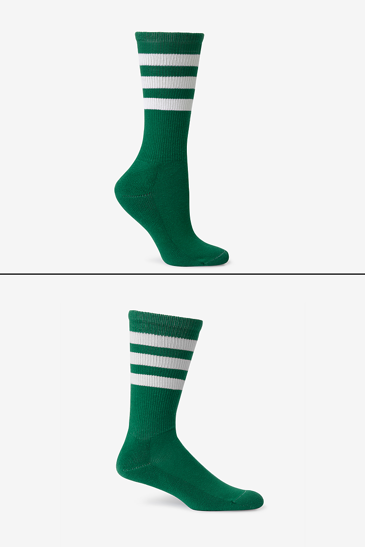 Unisex 3-Stripe Calf Sock Kelly/White