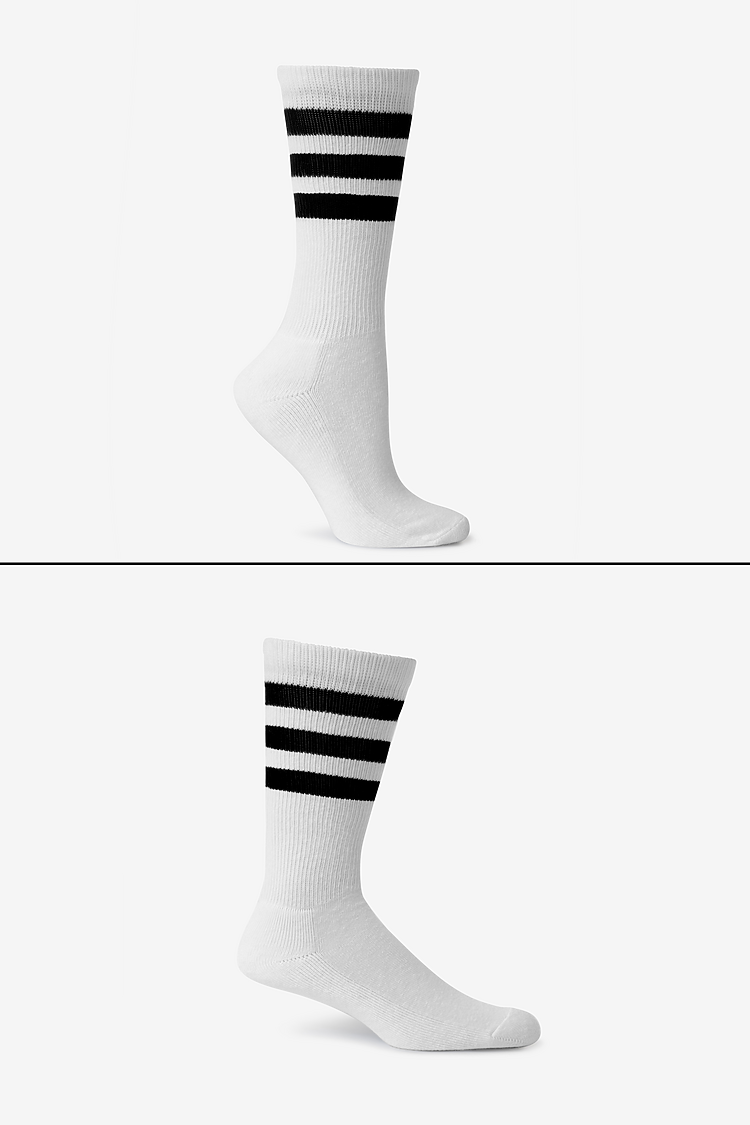 Unisex 3-Stripe Calf Sock WHITE/BLACK