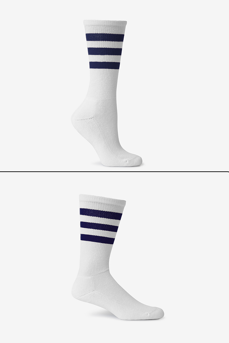 Unisex 3-Stripe Calf Sock WHITE/NAVY