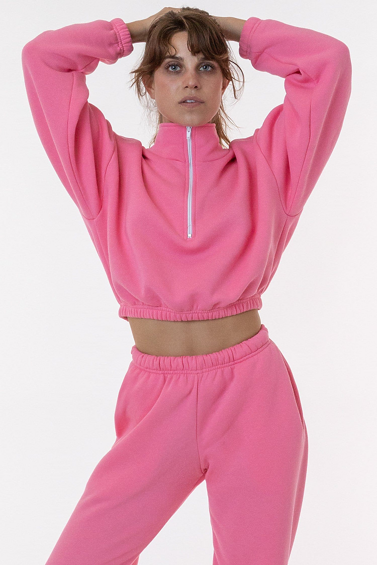 Flex Fleece Crop Half Zip Bubble Gum