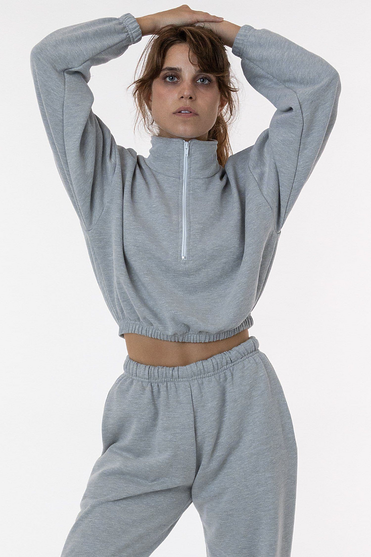 Flex Fleece Crop Half Zip HEATHER GREY