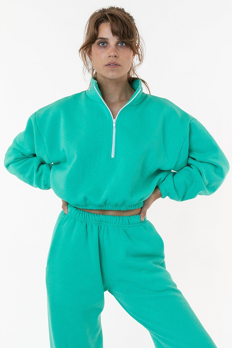 Flex Fleece Crop Half Zip Pool Green