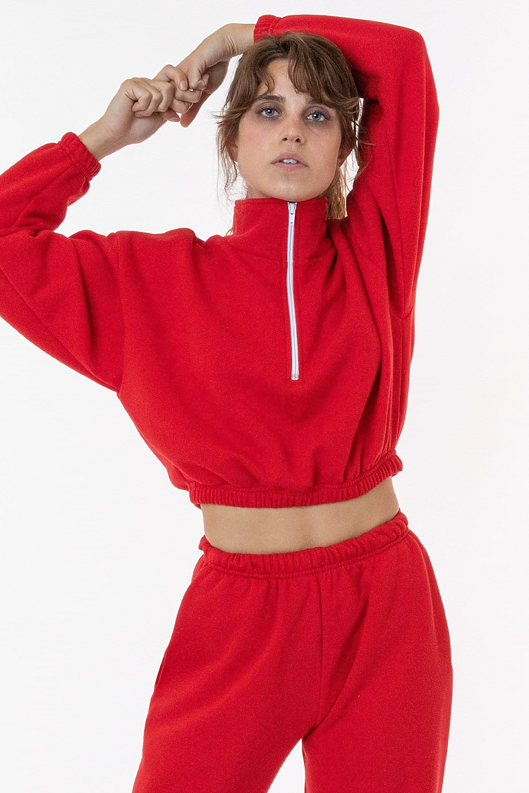 Flex Fleece Crop Half Zip RED