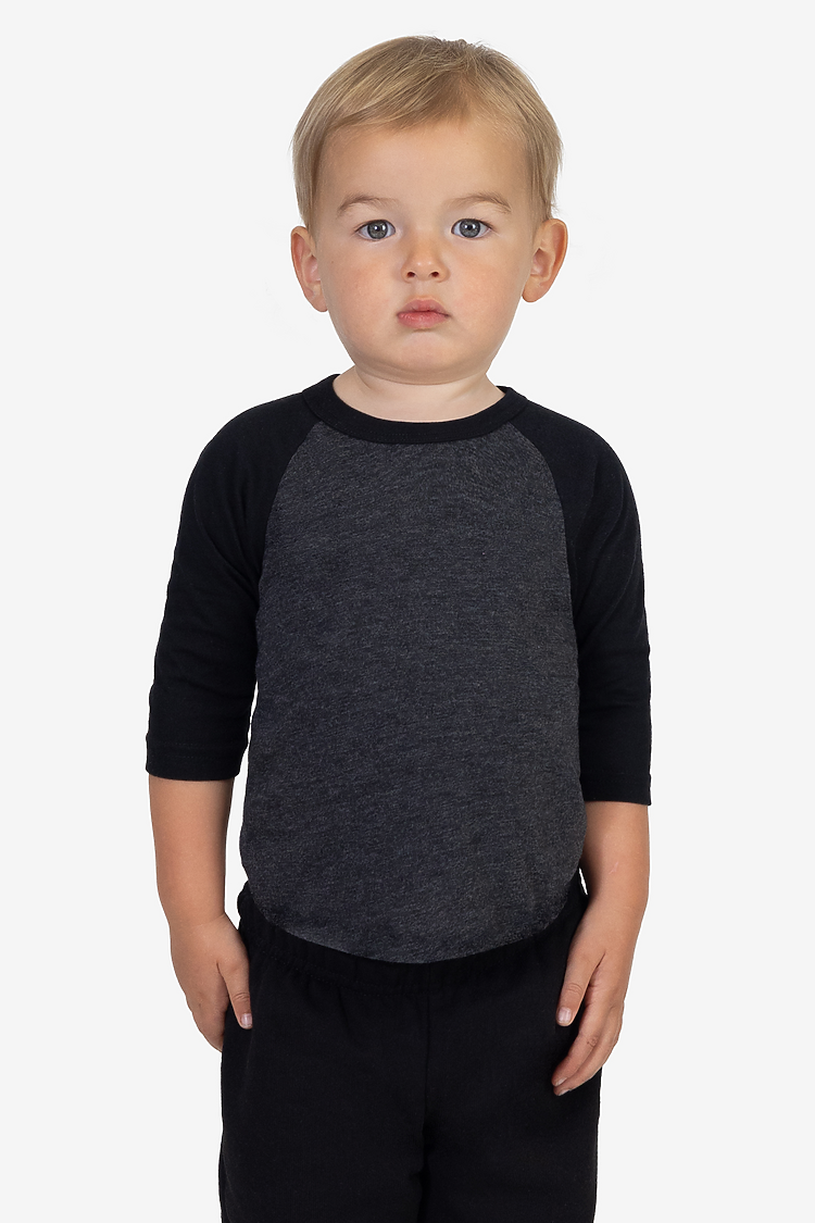 Infant 3/4 Slv Ply Ctn Raglan HEATHER BLACK/BLACK
