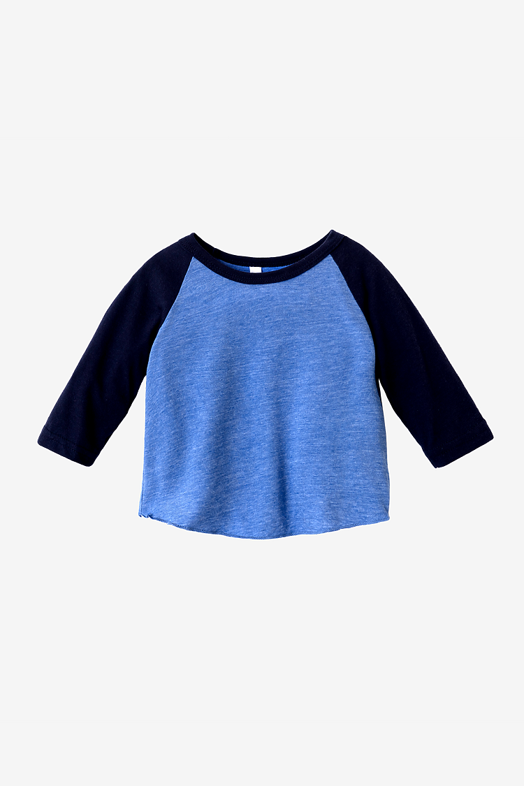 Infant 3/4 Slv Ply Ctn Raglan HEATHER LAKE BLUE/NAVY