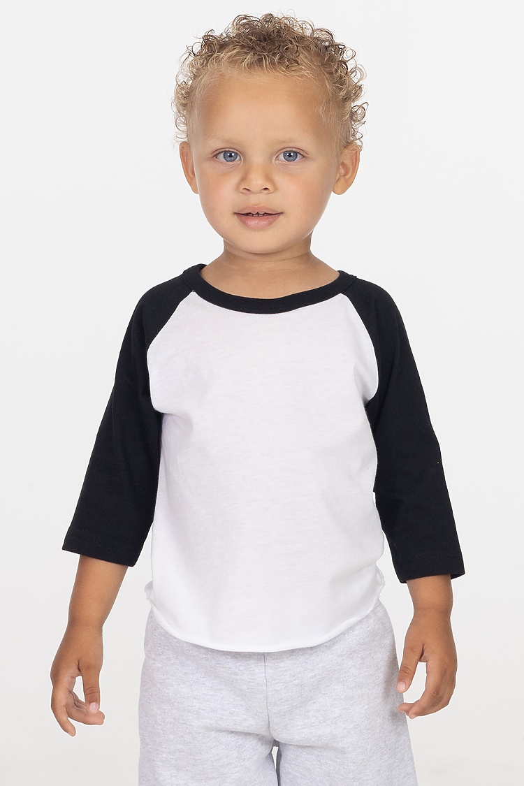 Infant 3/4 Slv Ply Ctn Raglan WHITE/BLACK
