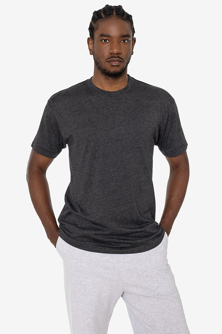 S/S Cotton-Poly Crew 3.8 oz HEATHER BLACK
