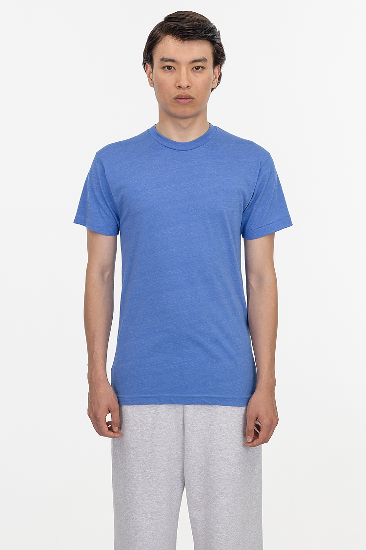 S/S Cotton-Poly Crew 3.8 oz HEATHER LAKE BLUE