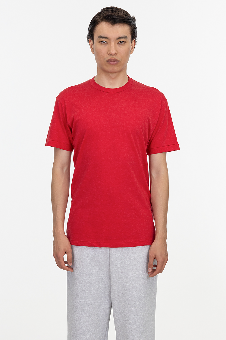 S/S Cotton-Poly Crew 3.8 oz Heather Red