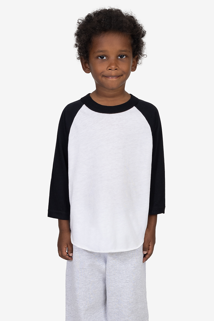 Toddler 3/4 Slv Ply Ctn Raglan WHITE/BLACK