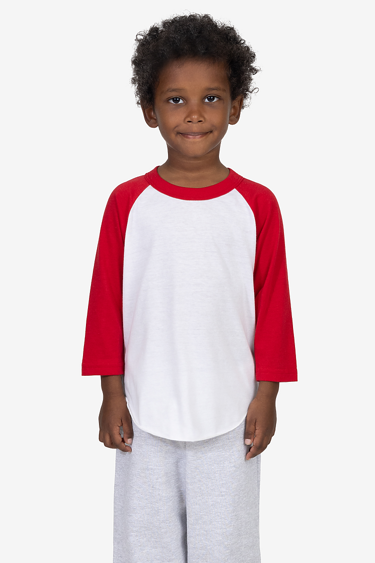 Toddler 3/4 Slv Ply Ctn Raglan WHITE/RED