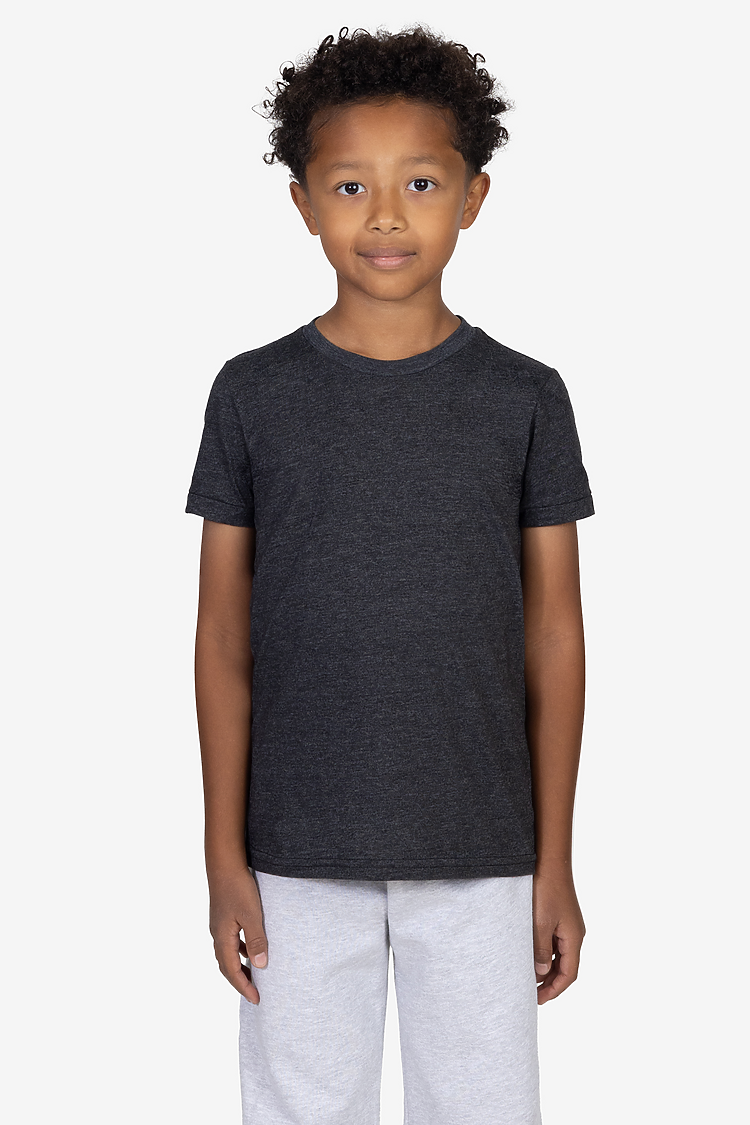Youth Poly Cotton S/S T Shirt HEATHER BLACK