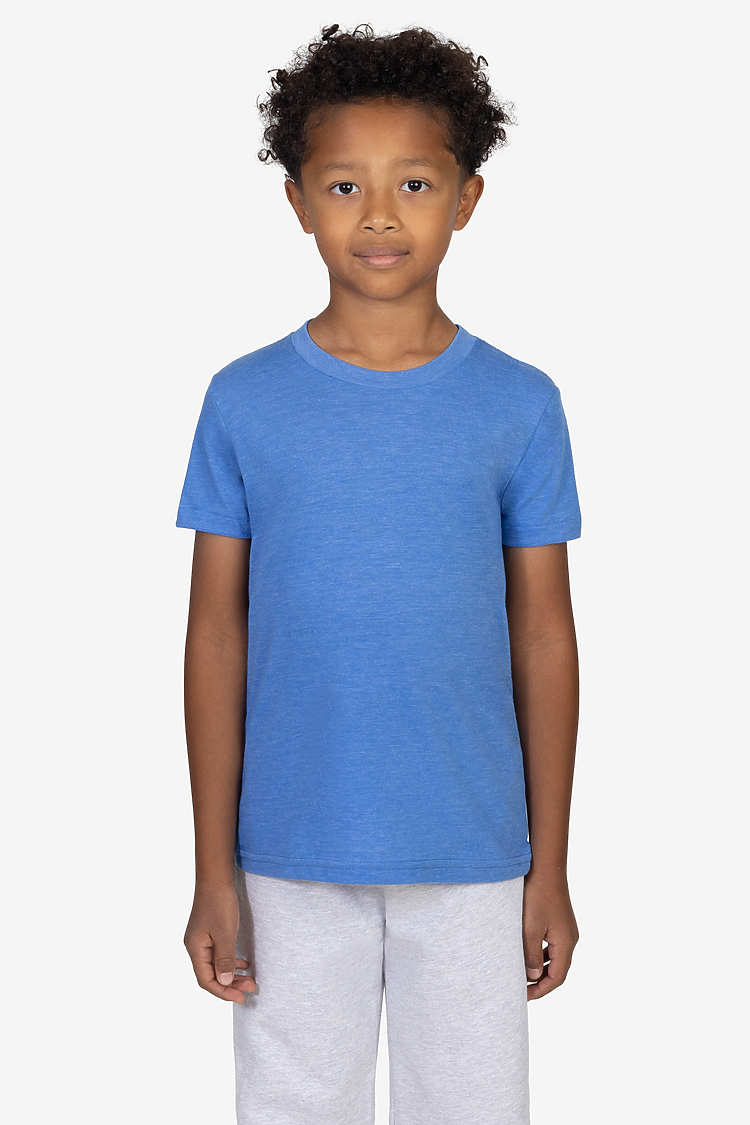 Youth Poly Cotton S/S T Shirt HEATHER LAKE BLUE