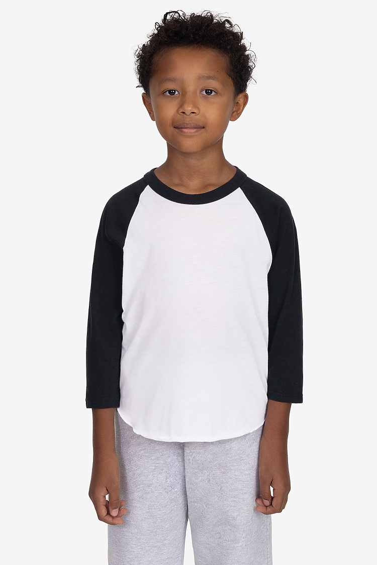 Youth 3/4 Slv Ply Ctn Raglan WHITE/BLACK