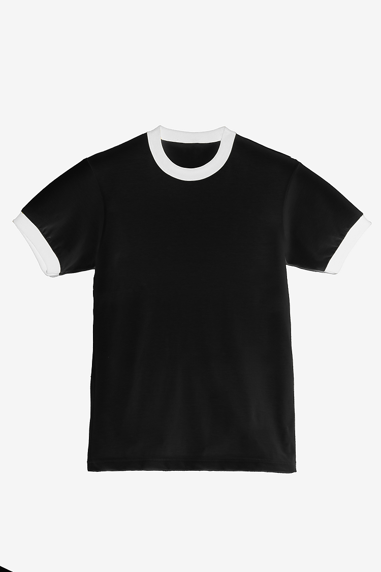 Mens Poly Cotton Ringer Black/White