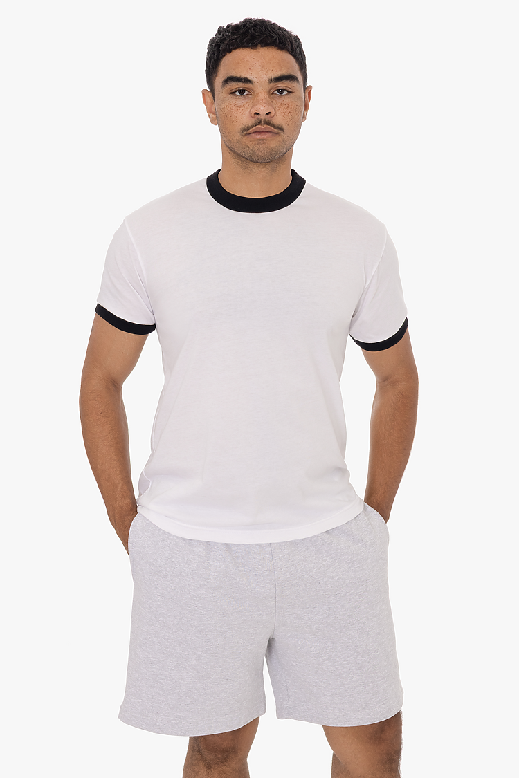 Mens Poly Cotton Ringer White/Black