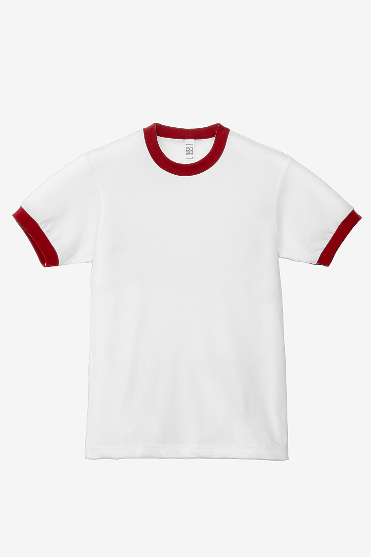 Mens Poly Cotton Ringer White/Red