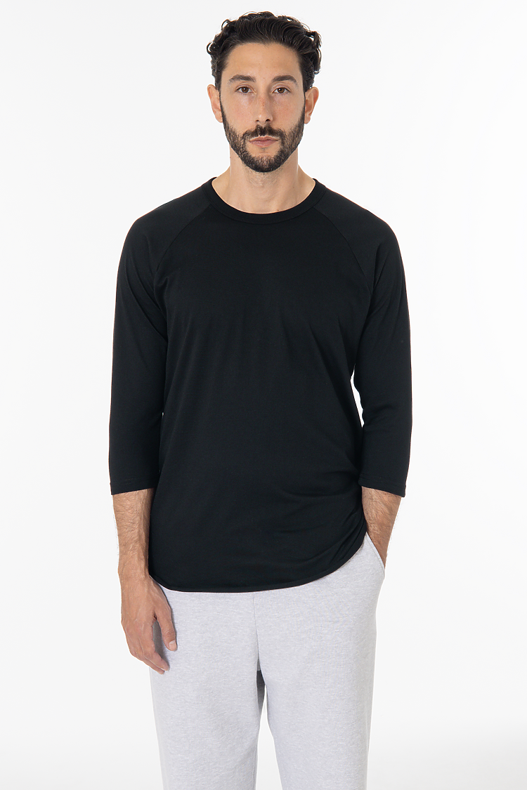 3/4 Slv Ctn Poly Raglan 3.8oz BLACK/BLACK