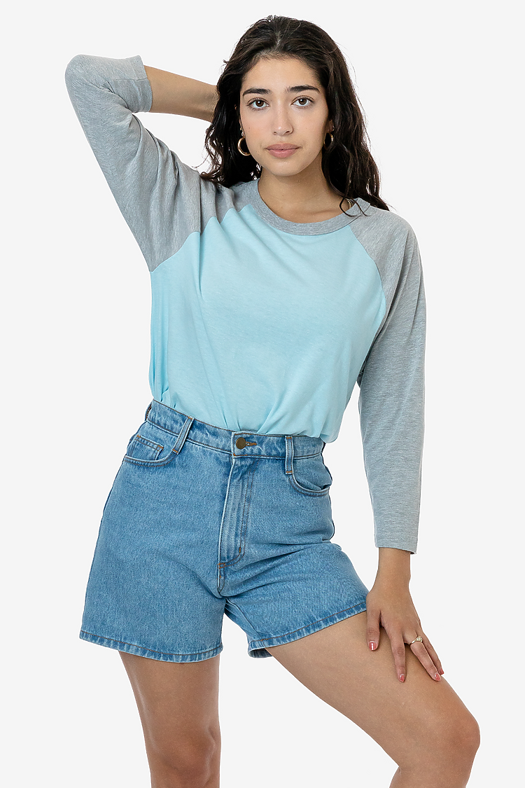 3/4 Slv Ctn Poly Raglan 3.8oz LIGHT BLUE/HEATHER