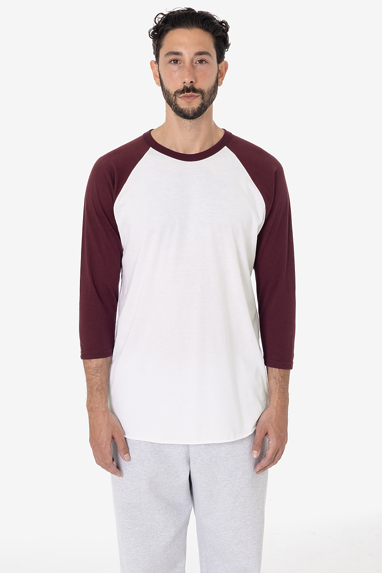 3/4 Slv Ctn Poly Raglan 3.8oz WHITE/TRUFFLE