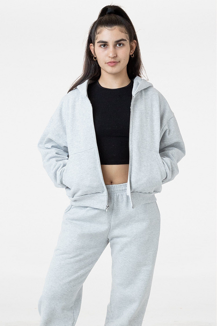 Heavy Fleece Cropped Zip Up ASH