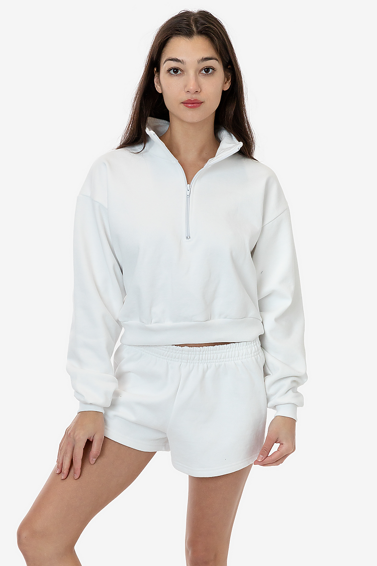 HF Cropped Half Zip Pullover White
