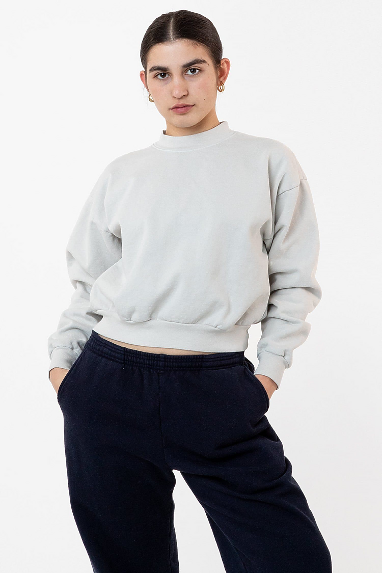 HF Cropped Mock Neck Pullover CEMENT