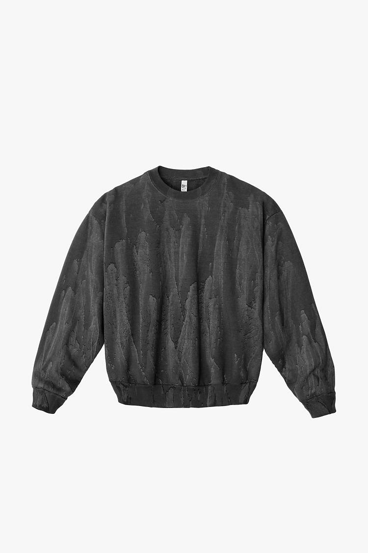 14oz Fleece Crewneck Drip Dye BLACK