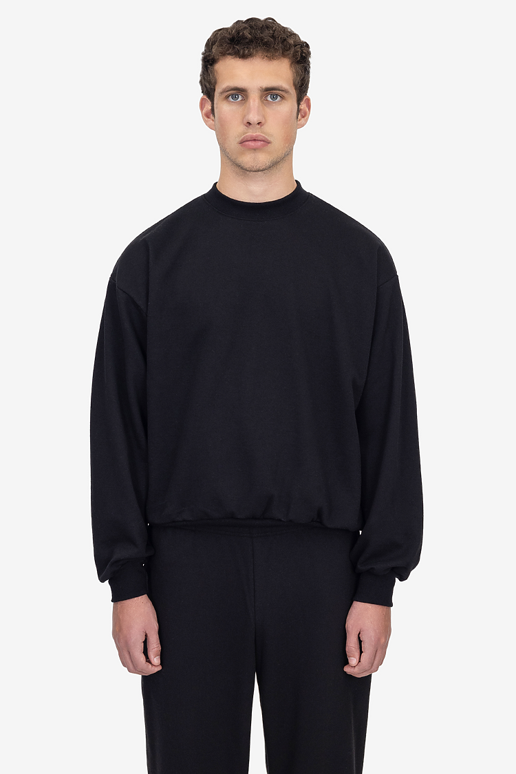 10oz Fleece Wide Crew Black