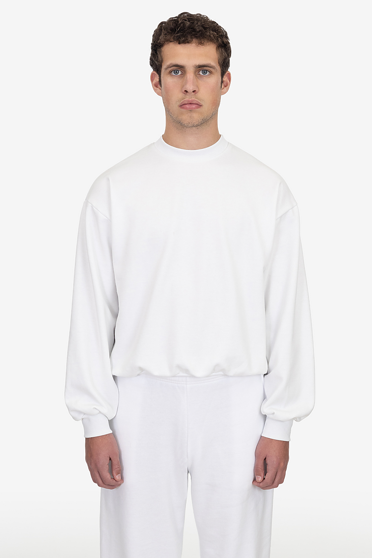 10oz Fleece Wide Crew White