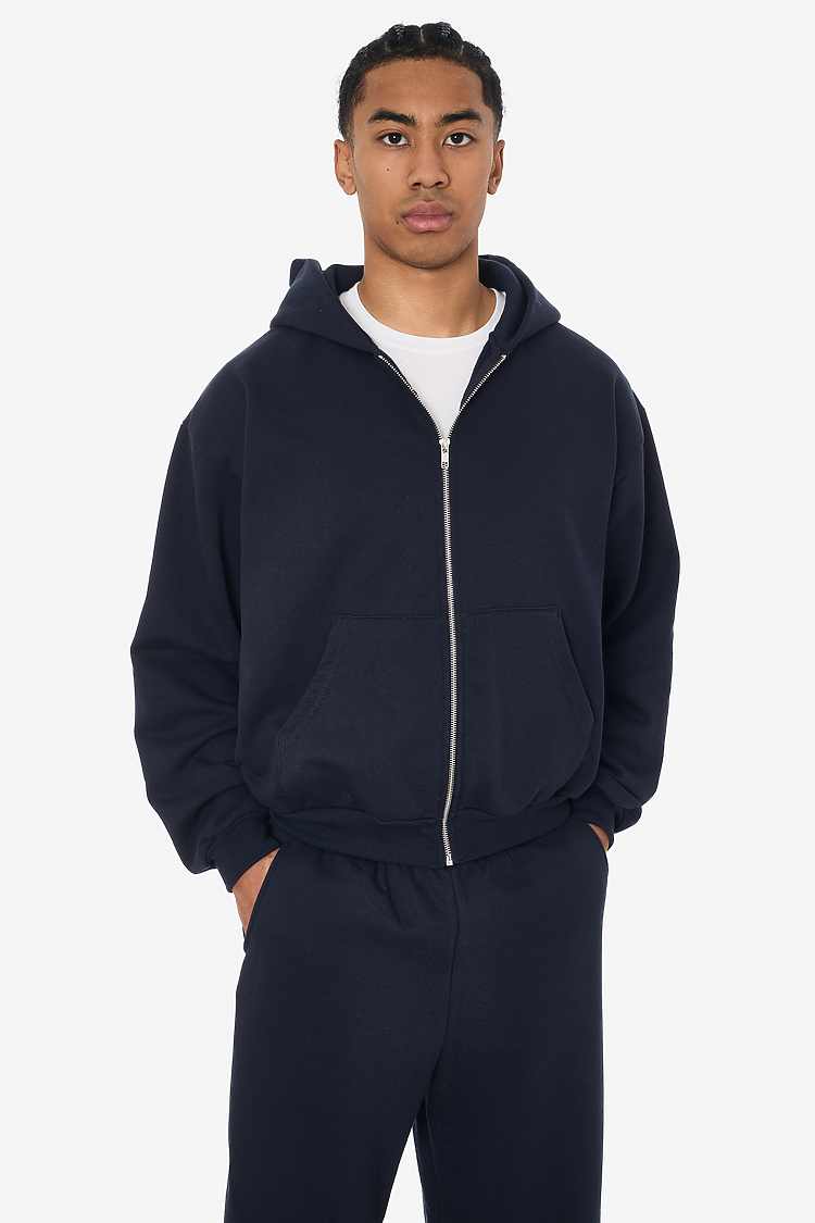 Mid-Weight Crop Zip Hoodie Navy
