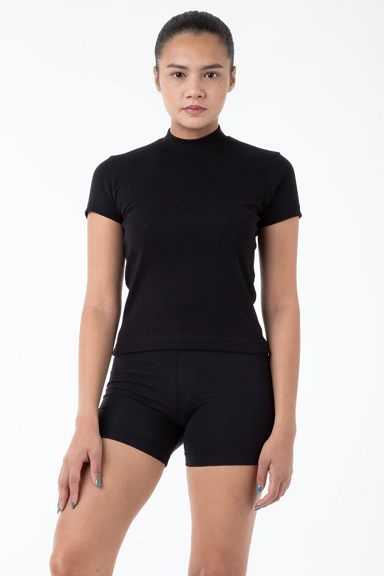 BABY RIB MOCKNECK TEE BLACK