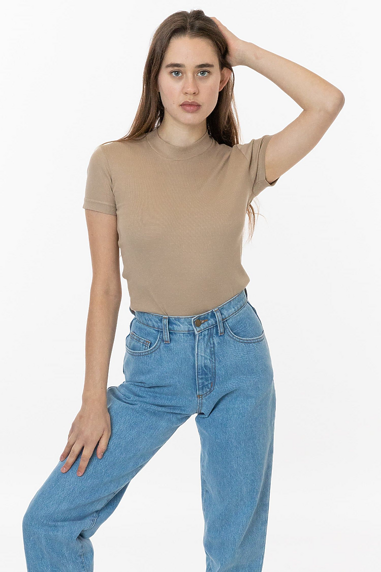 BABY RIB MOCKNECK TEE HAZELNUT