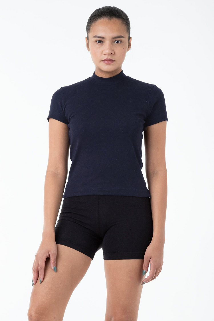 BABY RIB MOCKNECK TEE NAVY