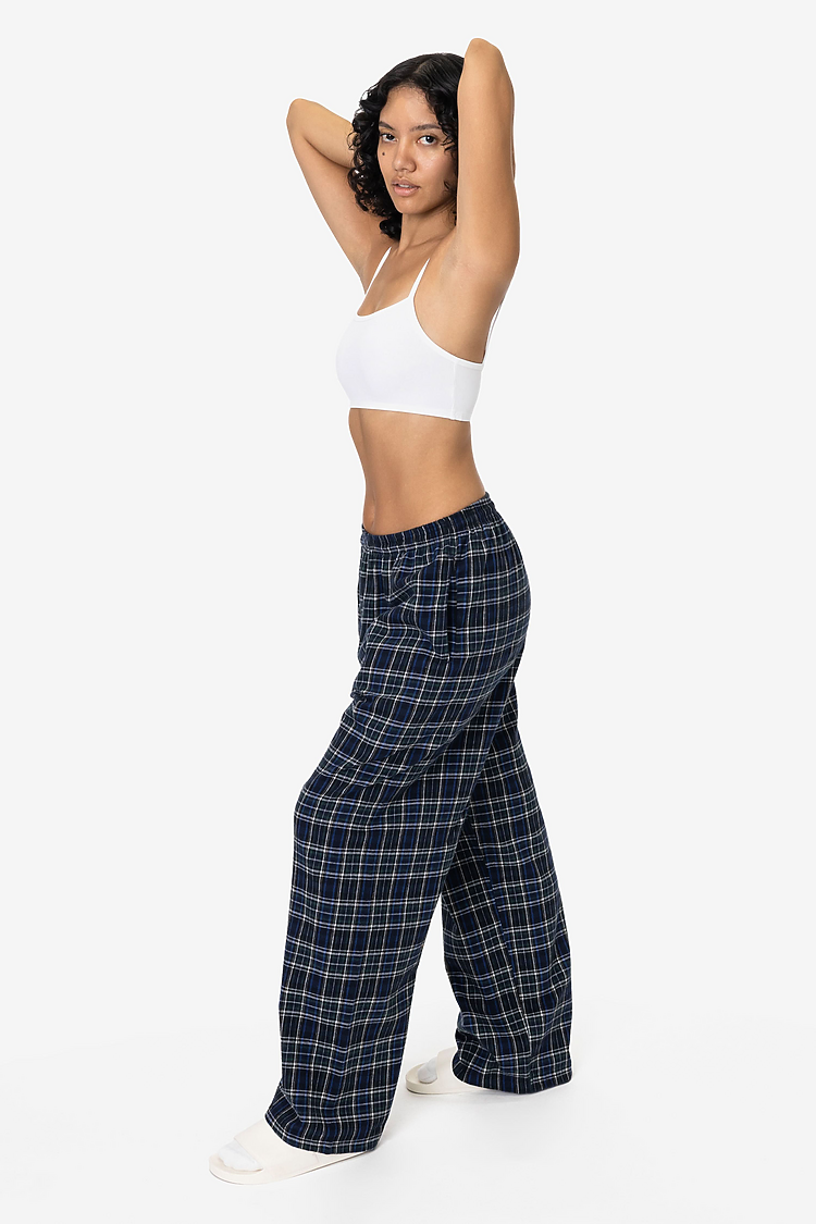 Cotton Flannel Lounge Pant Blk/Royal/Grn Plaid