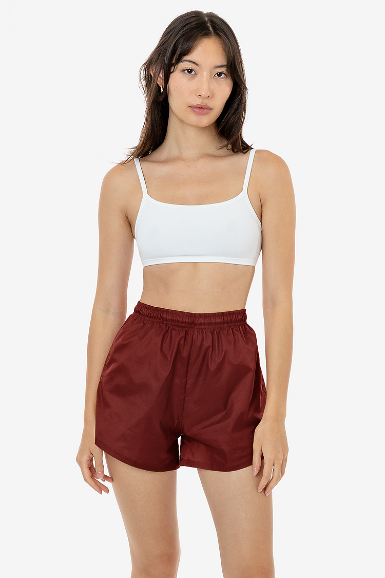Nylon Taffeta Track Shorts Mahogany