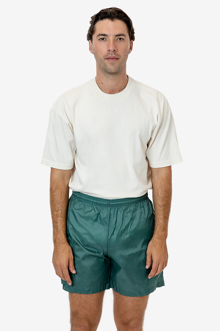 Nylon Taffeta Wide Shorts Blue Algae