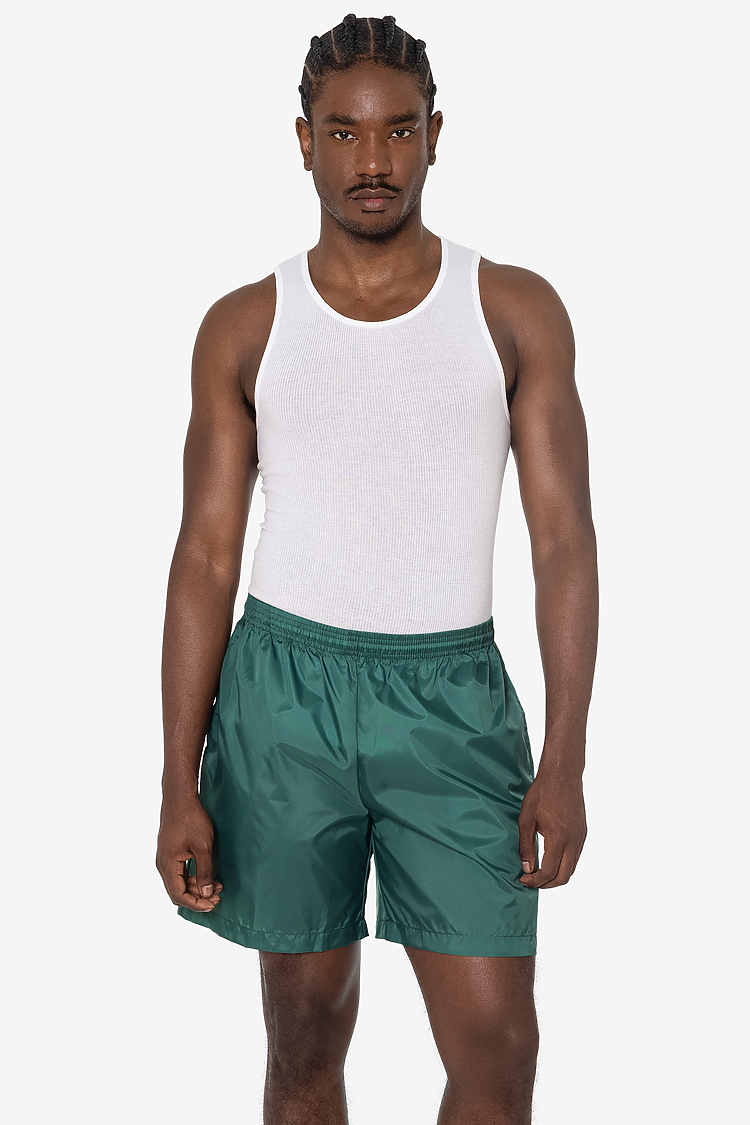 Nylon Taffeta Wide Shorts Blue Algae
