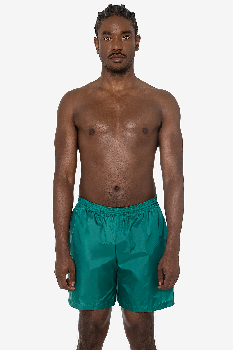 Nylon Taffeta Wide Shorts Dark Cyan