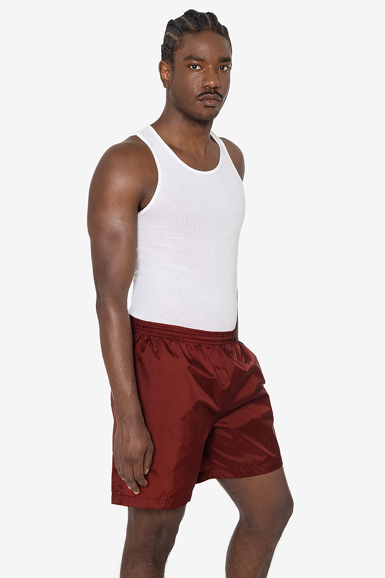 Nylon Taffeta Wide Shorts Mahogany