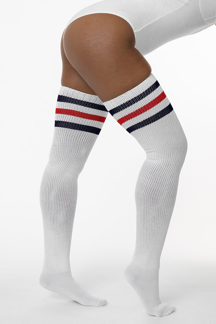 Thigh High Sock WHITE/NAVY/RED