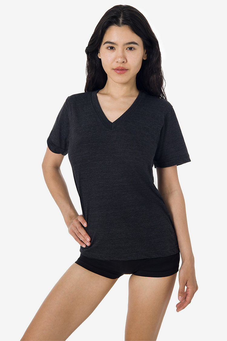 S/S Tri Blend V-Neck 3.7oz TRI-BLACK
